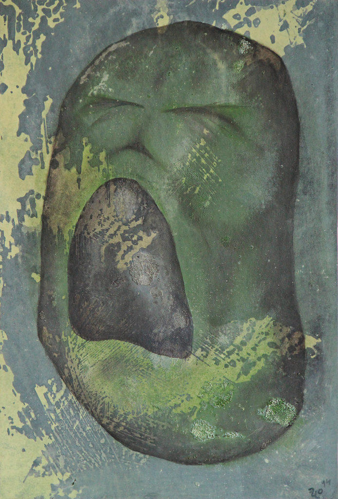 Maska křiku, 2014, 33 x 23 cm, olej na kartonu / k prodeji / č. 100
