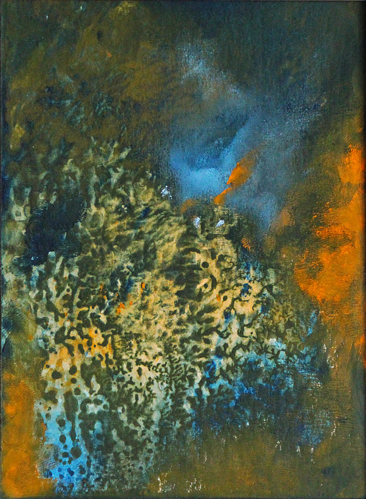 Hořící keř, 2012, 21 x 16 cm, olej na papíře / k prodeji / č. 105