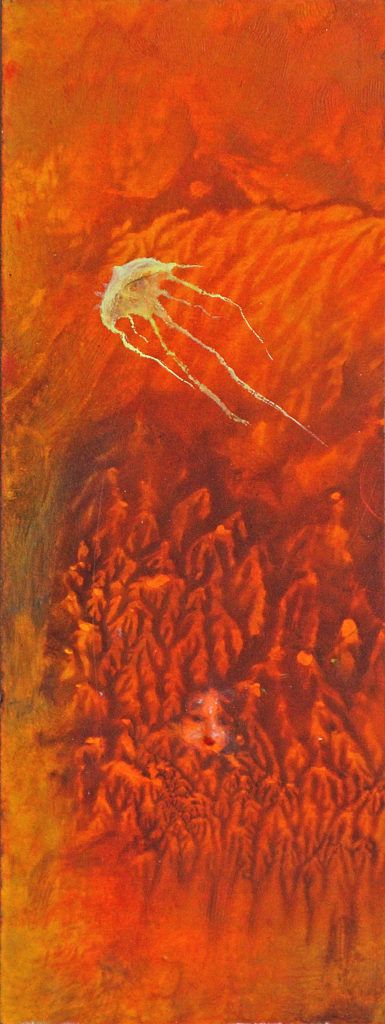 Medůza, 2010, 26 x 12 cm, olej na kartonu / v soukromé sbírce / č. 109
