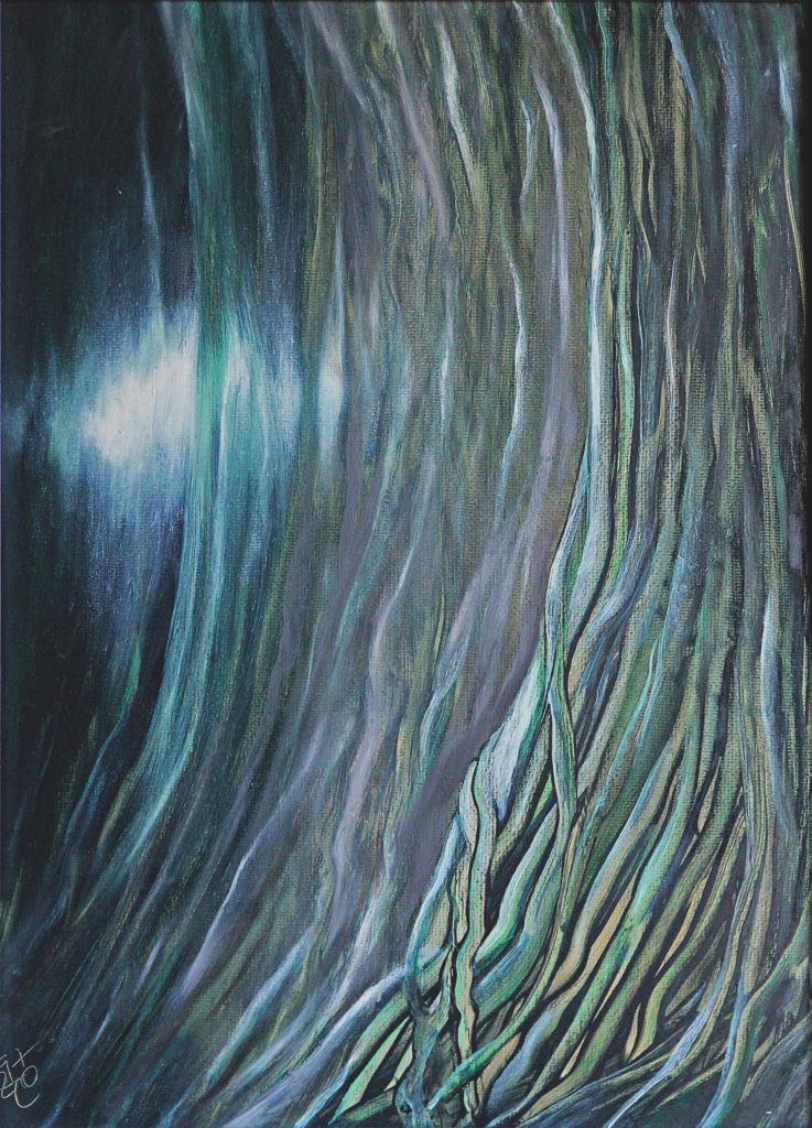 Slunce v síti, 1997, 55 x 41 cm, olej na sololitu / k prodeji / č. 123