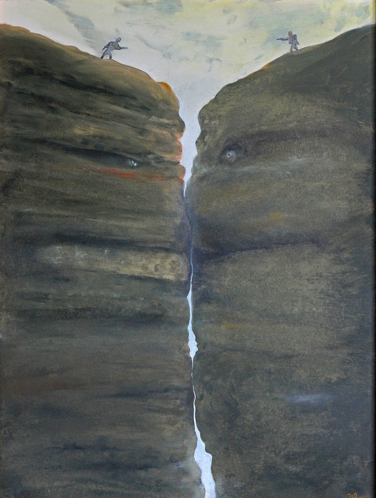 Souboj, 2008, 69 x 53 cm, olej na kartonu / v soukromé sbírce / č. 126
