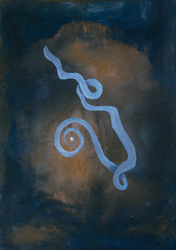 Spirála, 2014, 23 x 38 cm, olej na papíře / v soukromé sbírce / č. 157