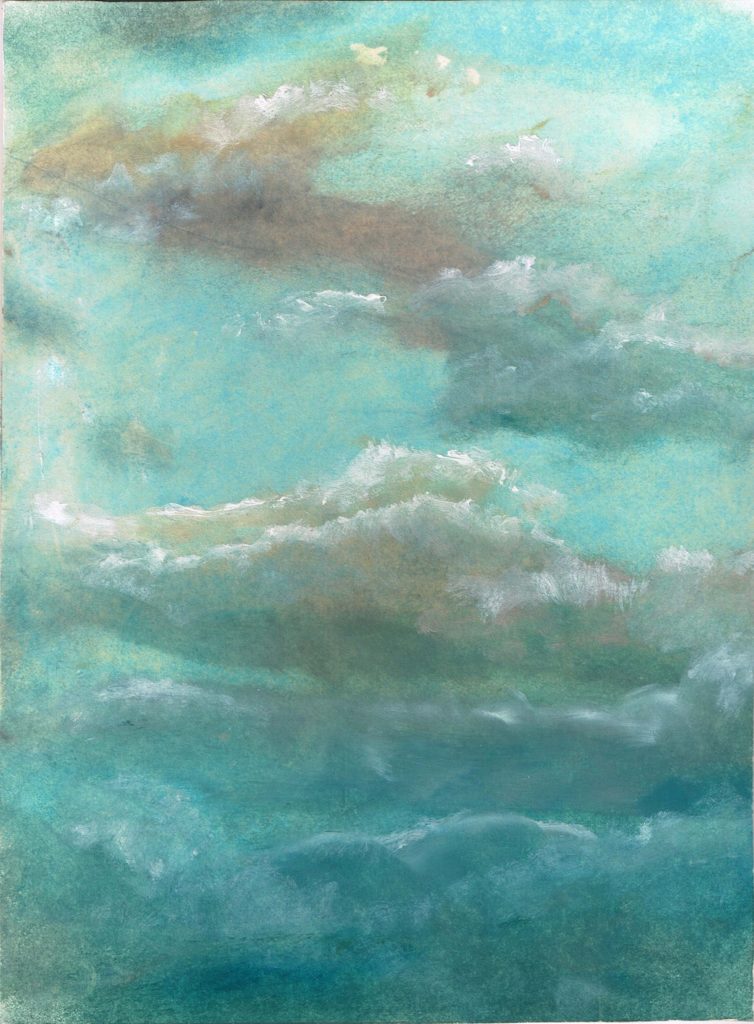Psáno do mraků, 1999, 20 x 27 cm, olej na kartonu / v soukromé sbírce / č. 159