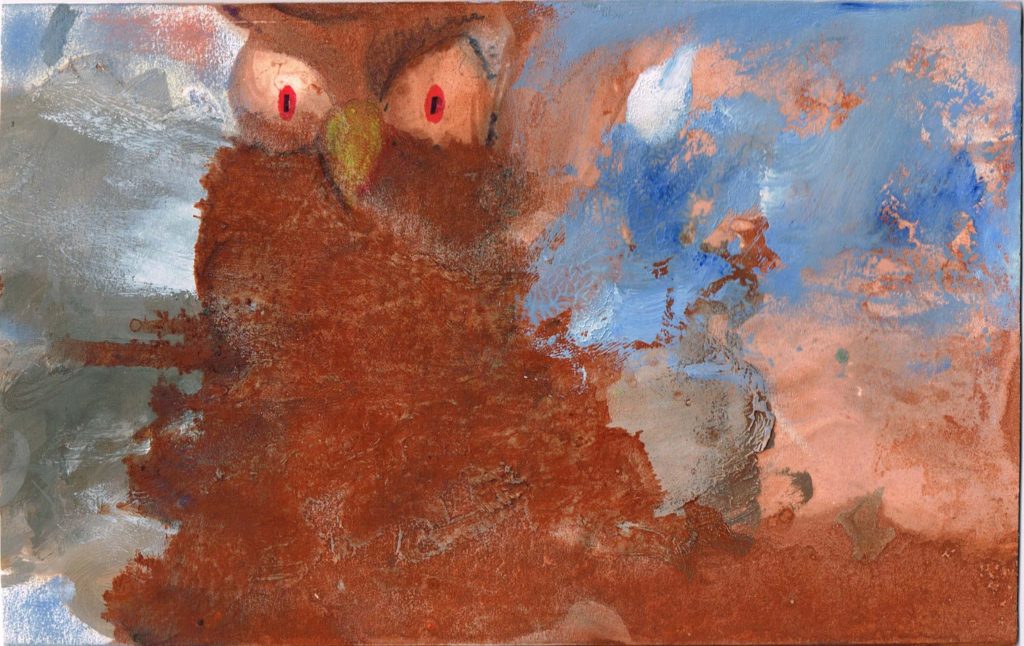 "Sova", 2013, 22 x 14 cm, olej na kartonu / v soukromé sbírce / č. 160