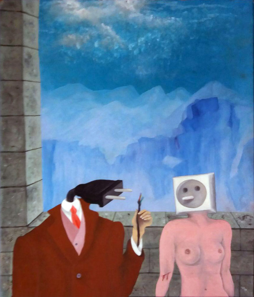 Vážný rozhovor, 1987, 40 x 34 cm,, tempera na sololitu / v soukromé sbírce / č. 197 