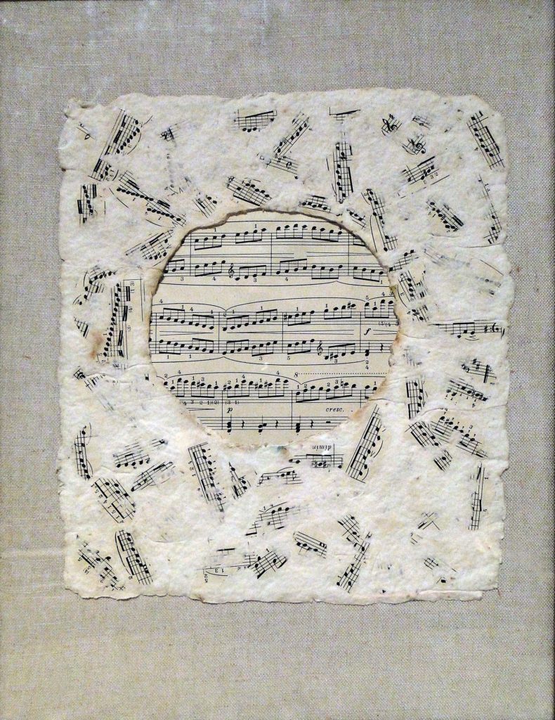 Notový papír, 1998, 22 x 25 cm, koláž ze série Papíry / v soukromé sbírce / č. 204 