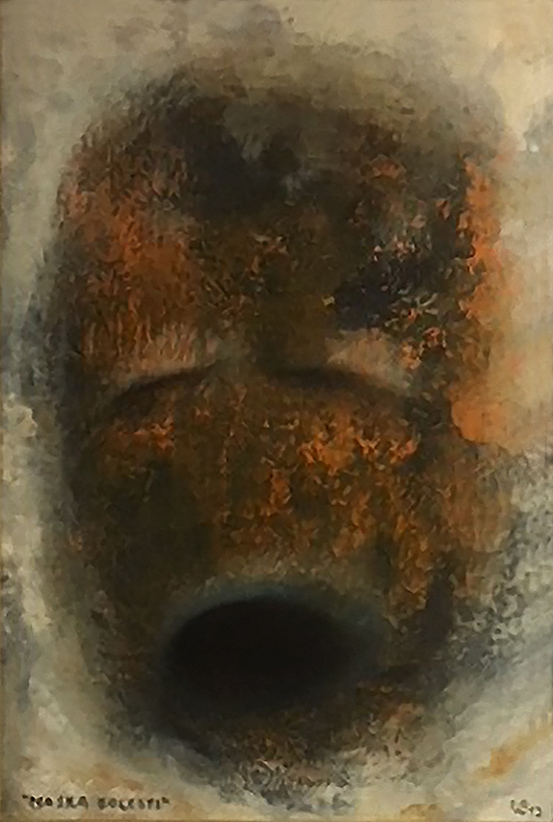 Maska bolesti, 2013, 29 x 20 cm, olej na papíře / v soukromé sbírce / č. 214