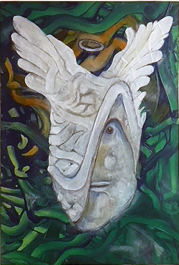 Maska anděla, 2014, 35 x 22 cm, olej na papíře / v soukromé sbírce / č. 220 