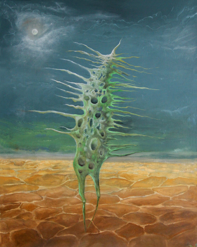 Zelený tanečník, 2010, 84 x 69 cm, olej na sololitu / v soukromé sbírce / č. 28