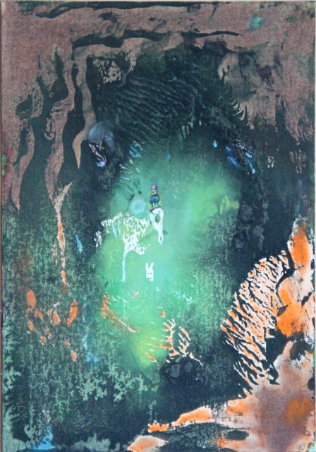 Kostra koně, zajíc a Freud, 2010, 41 x 33 cm, olej na kartonu / v soukromé sbírce / č. 57