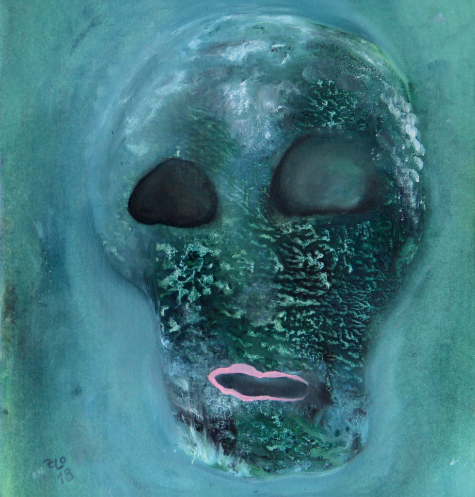 Maska (bez)naděje, 2013, 42 x 40 cm, olej na papíře / v soukromé sbírce / č. 68