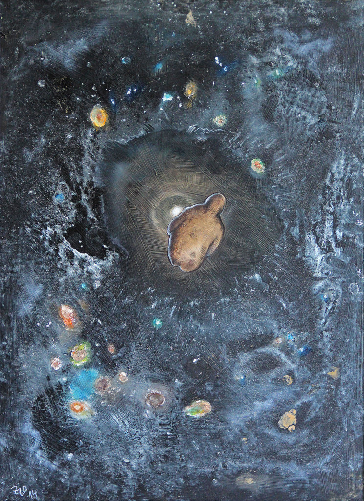 Nulová gravitace, 2014, 57 x 43 cm, olej na sololitu / k prodeji / č. 96 