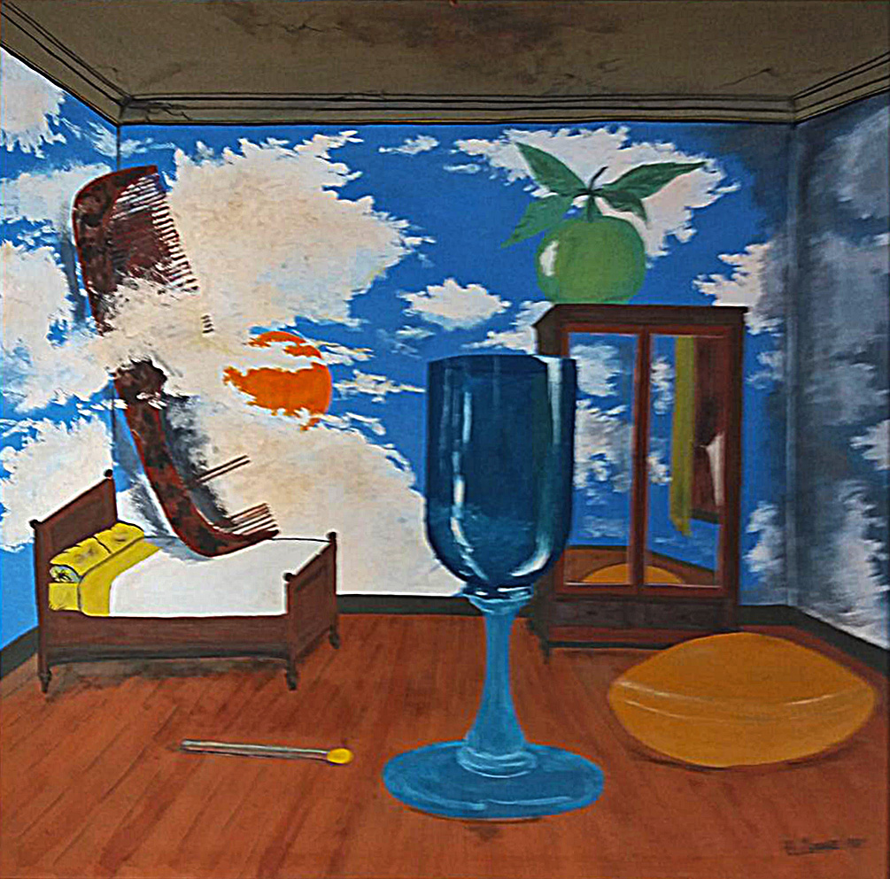 "Magrittův pokoj", 1978, 54 x 54 cm, tempera na sololitu / v soukromé sbírce / č. 246