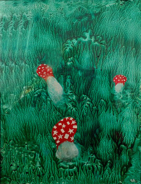 Mochomůrka-provokatér, 2007, 41 x 32 cm, olej na kartonu / v soukromé sbírce / č. 252
