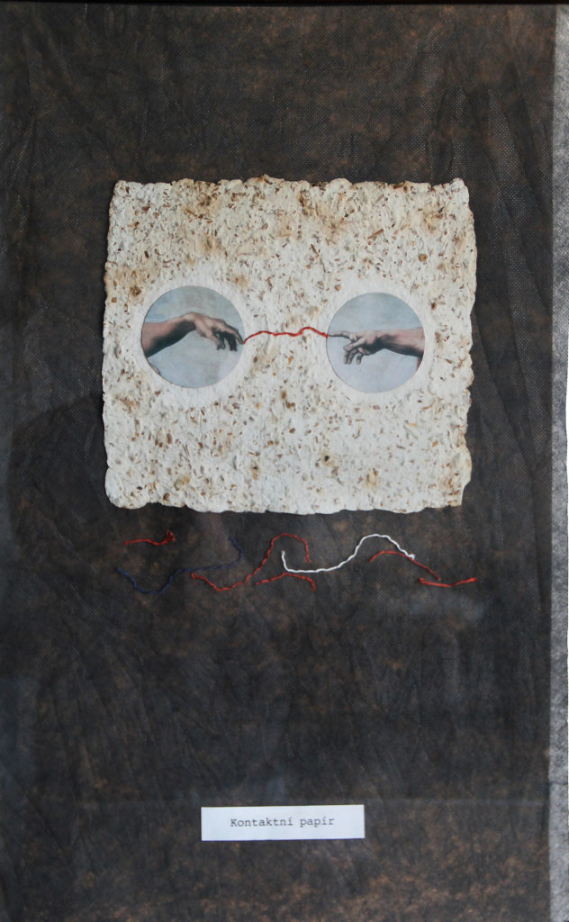 Kontaktní papír, 1997, 69 x 52 cm, koláž ze série Papíry / v soukromé sbírce / č. 53
